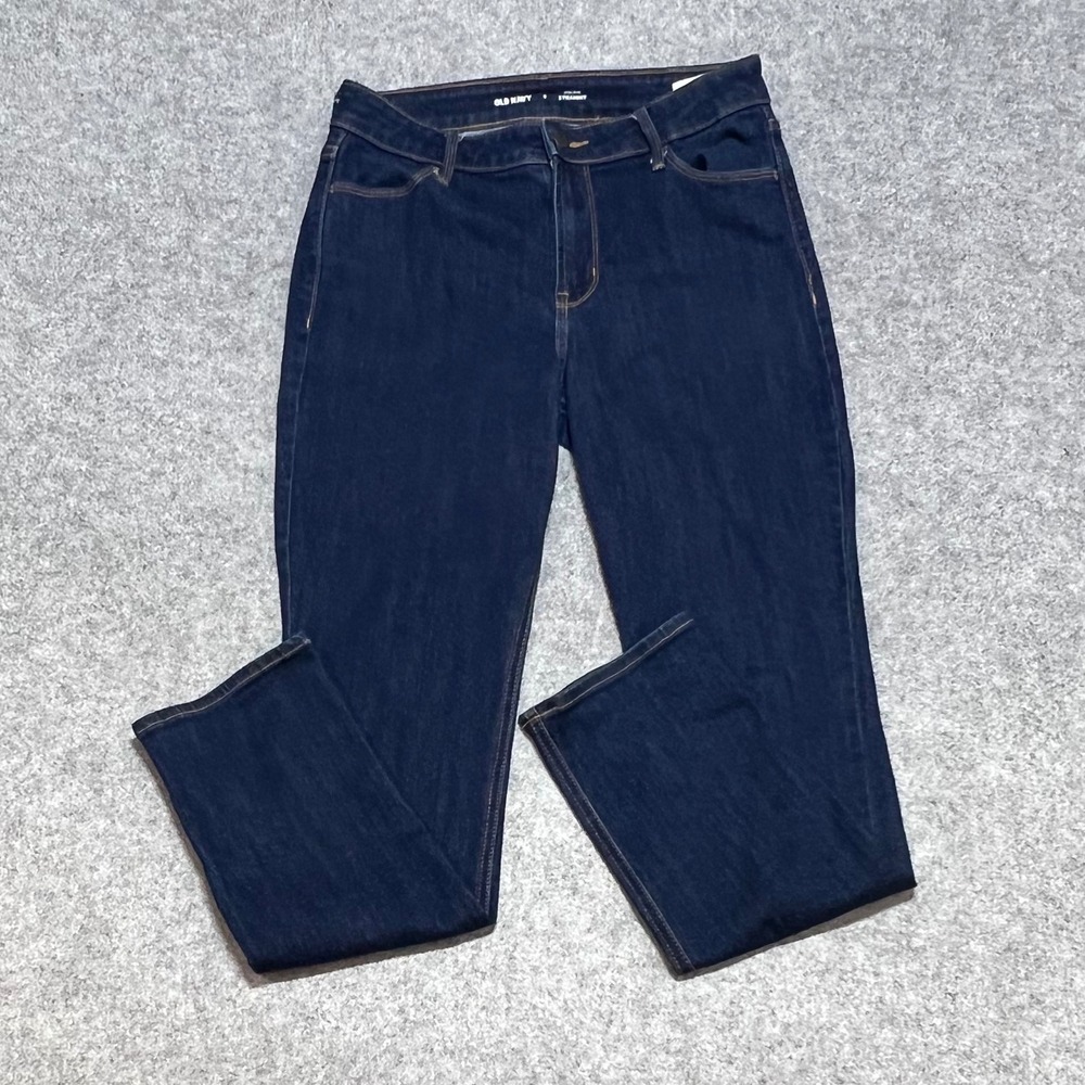 Old Navy Womens High-Rise Straight‎ Leg Dark Wash Denim Jeans Size 6